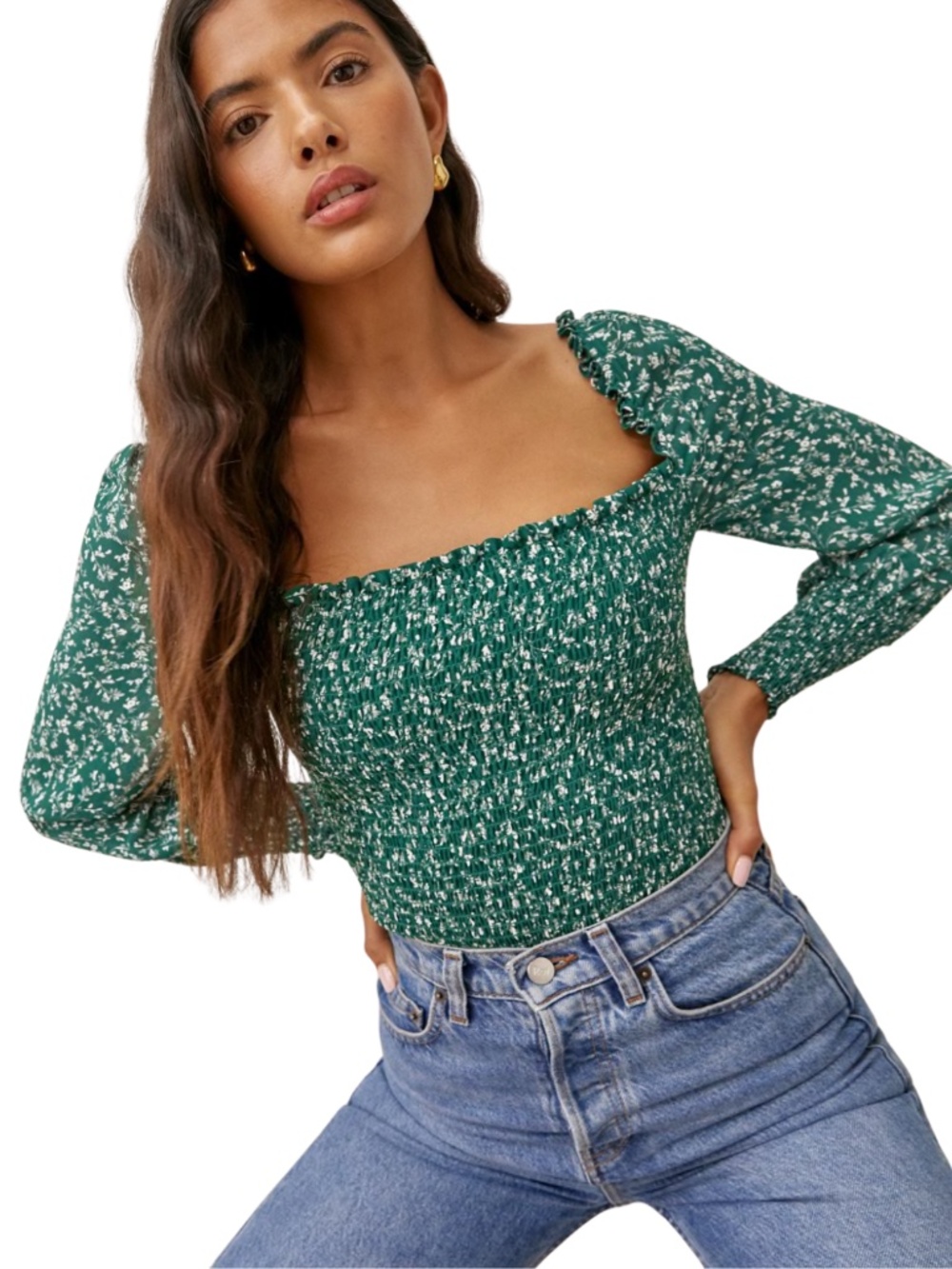 NEW Reformation Pinto Top Parsley XS